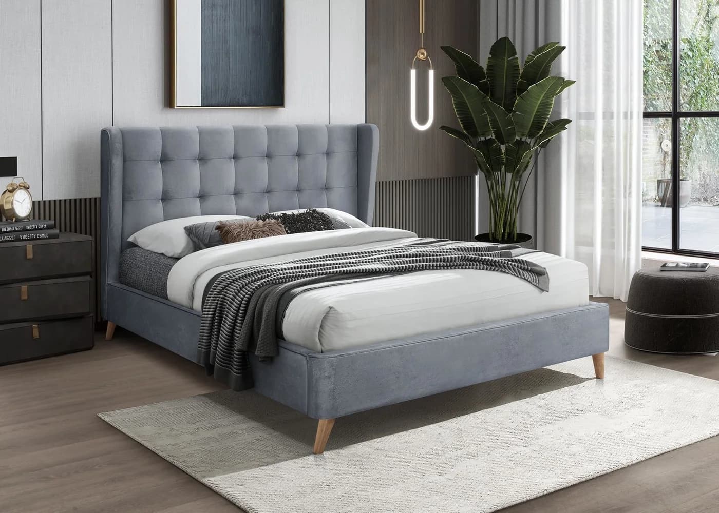 Легло ESTELLA 160 cm — сиво