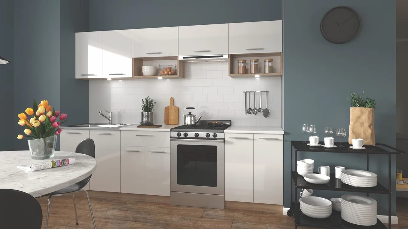 Кухненски комплект VIOLA 260 — бяло, висок гланц