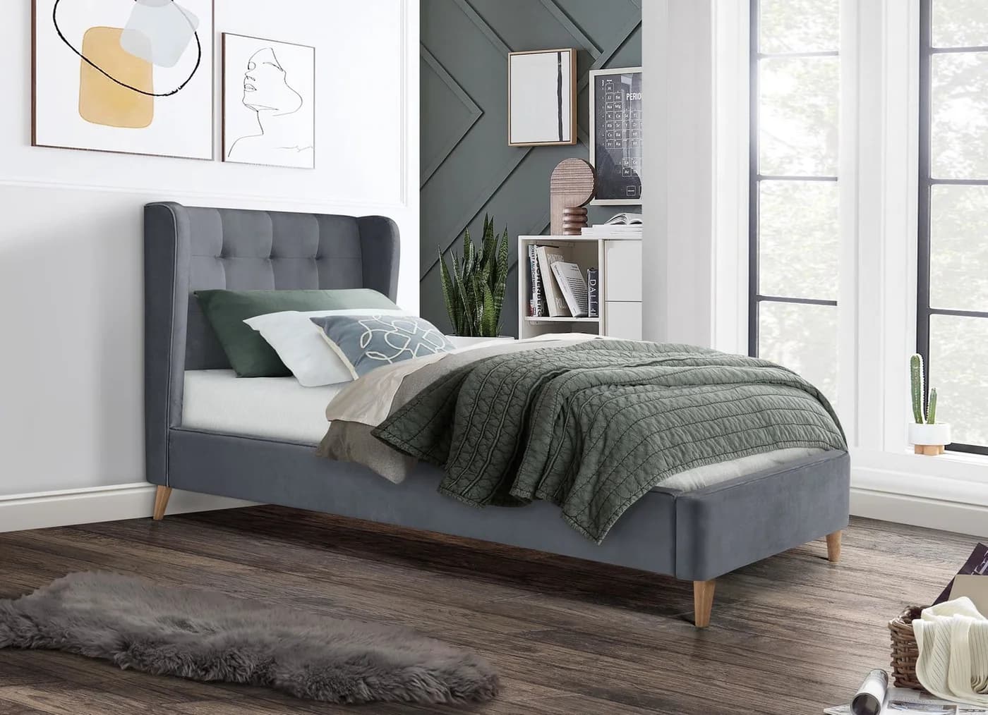 Легло ESTELLA 90 cm — сиво