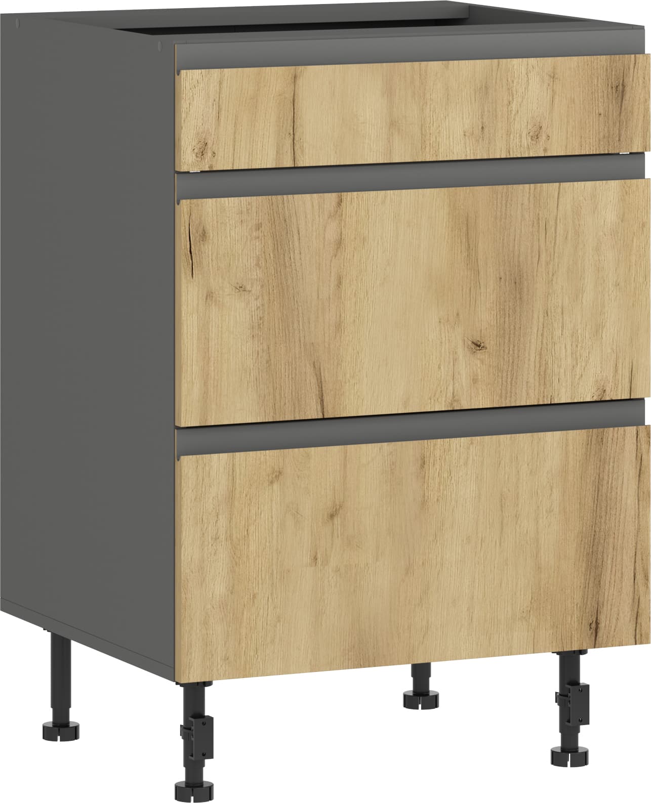 Кухненски шкаф LUSIL H-60/87 3 ЧЕКМЕДЖЕТА графит/златен дъб крафт