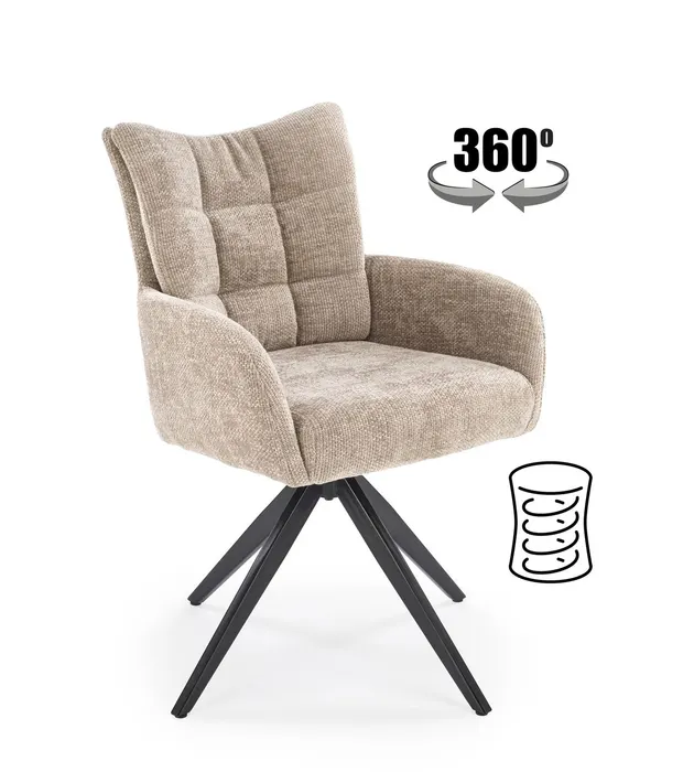Трапезен стол K540 — черно / бежово — снимка 1 от 14