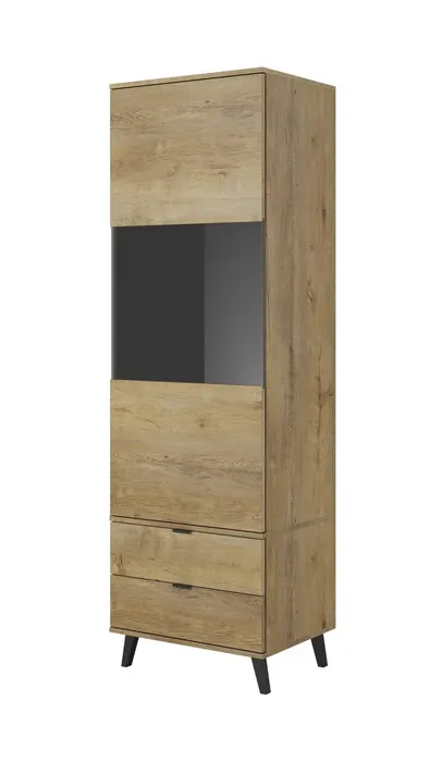 Витрина NEST W-2 — черно / дъб Лефкас — снимка 1 от 2