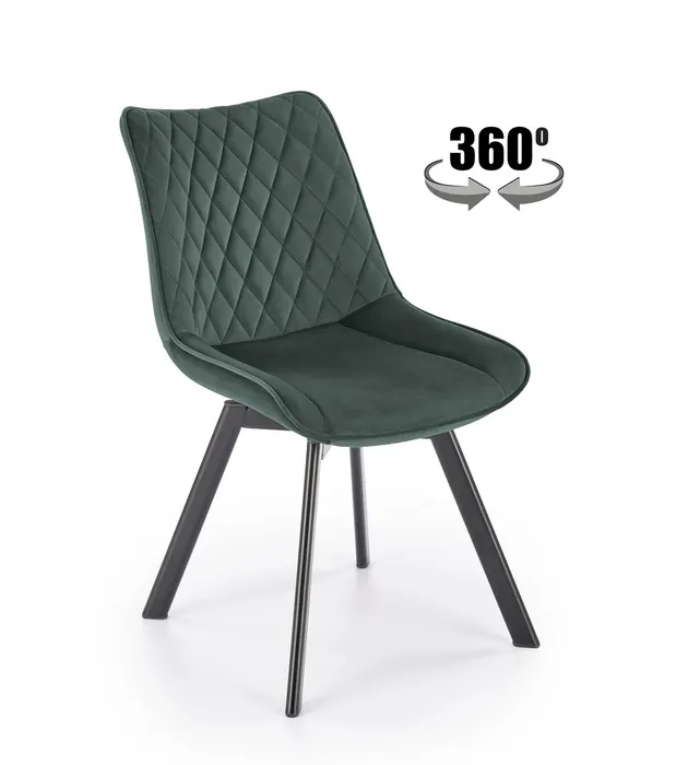 Трапезен стол K520 — черно / тъмнозелено — снимка 1 от 11